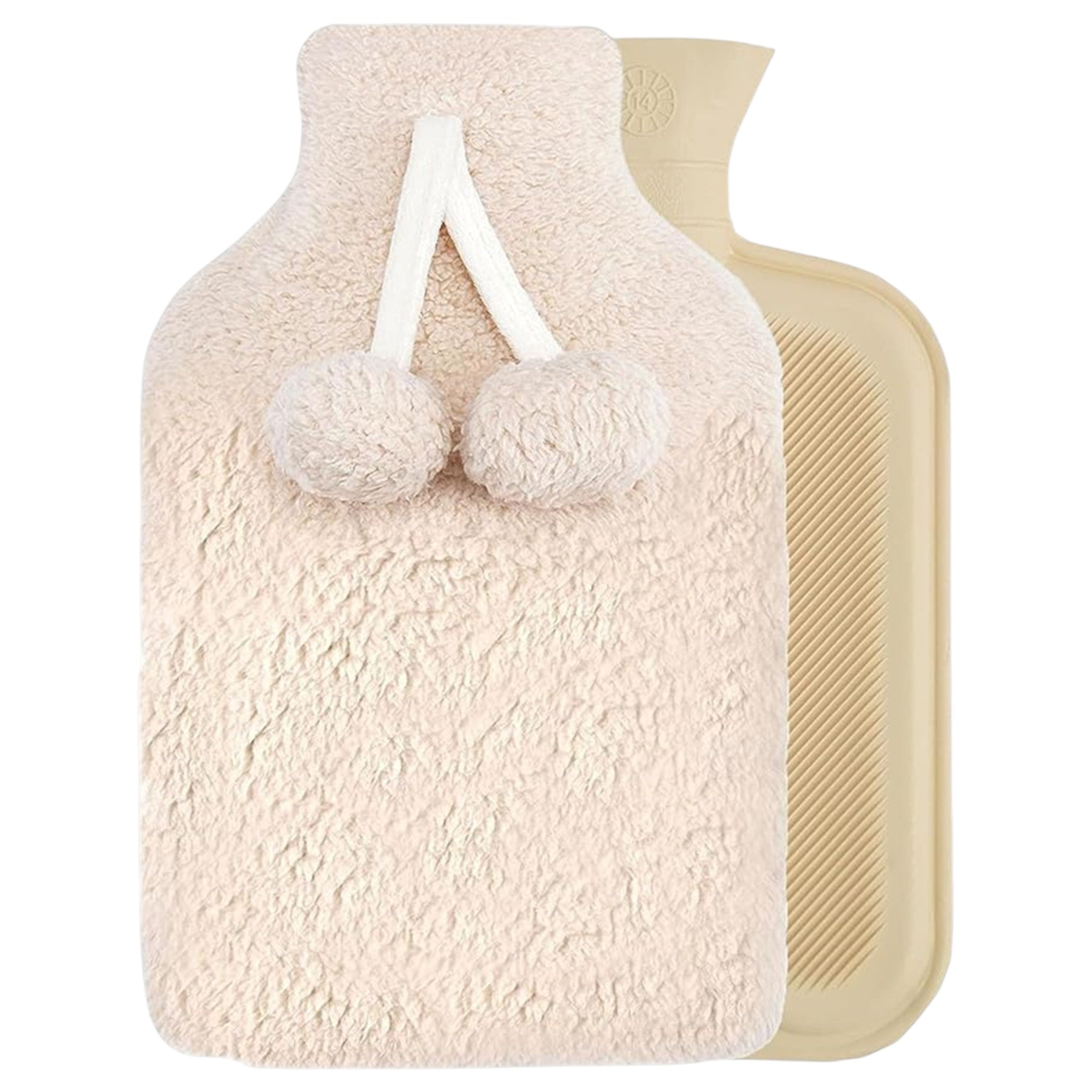 Elite Heat hot water bottle with removable plush cover, perfect for winter in natural
